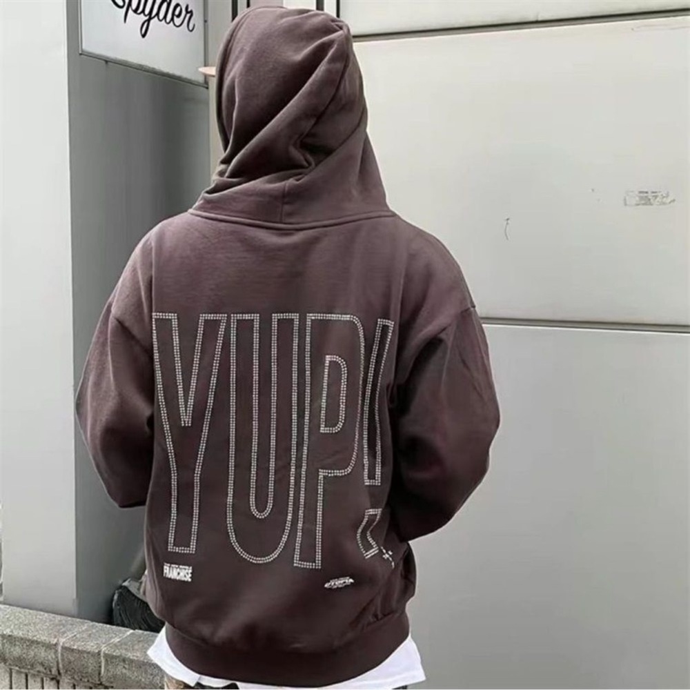 Travis Scott Cactus Jack Zip UpHoodie with 'YUP!' Graphic Brown